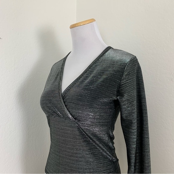 Vintage Moda International 90s Y2k Metallic Silver Lurex long sleeve top - Picture 4 of 15